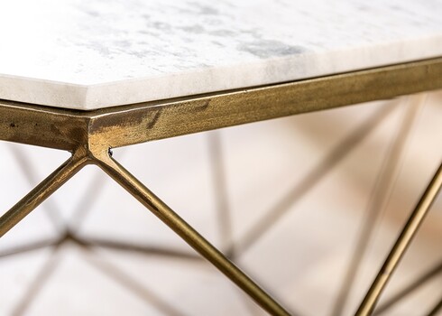 Diivanilaud DIAMOND valge marmor, 69x69xH38 cm