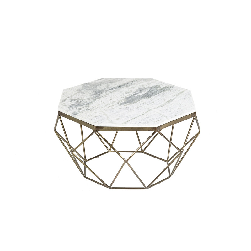 Diivanilaud DIAMOND valge marmor, 69x69xH38 cm