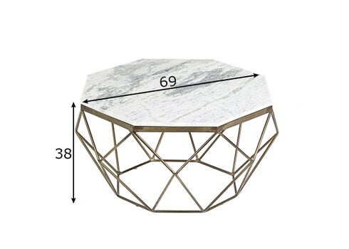 Diivanilaud DIAMOND valge marmor, 69x69xH38 cm