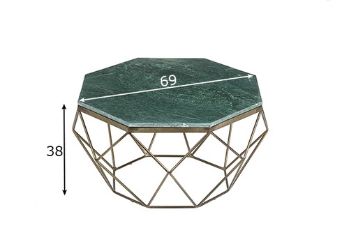 Diivanilaud DIAMOND roheline marmor, 69x69xH38 cm