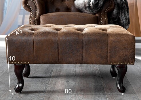 Tumba CHESTERFIELD antiikpruun, 80x45xH40 cm