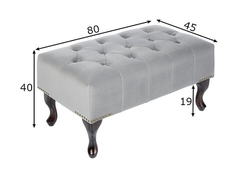 Tumba CHESTERFIELD hõbehall, 80x45xH40 cm