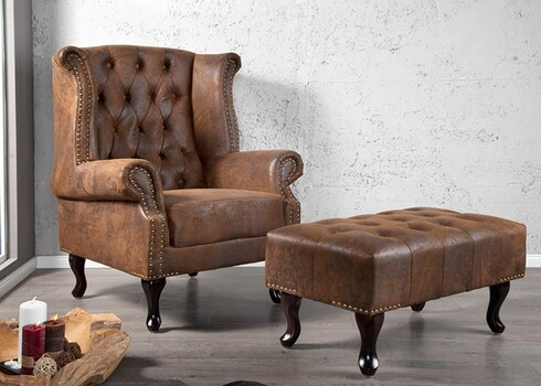 Tugitool CHESTERFIELD antiikpruun, 85x70xH105 cm