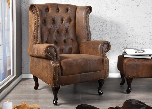 Tugitool CHESTERFIELD antiikpruun, 85x70xH105 cm