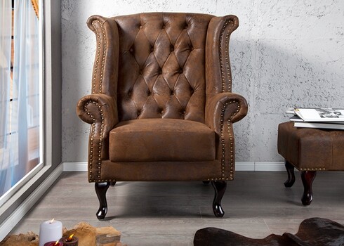 Tugitool CHESTERFIELD antiikpruun, 85x70xH105 cm