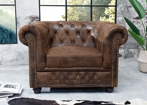 Tugitool CHESTERFIELD antiikpruun, 110x85xH73 cm