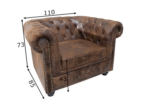 Tugitool CHESTERFIELD antiikpruun, 110x85xH73 cm