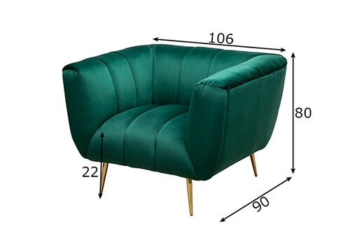 Tugitool NOBLESSE smaragdroheline, 105x90xH80 cm