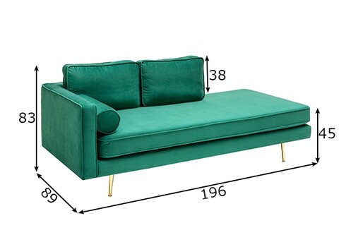 Lamamisdiivan DIVA smaragdroheline, 196x89xH83 cm