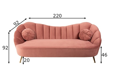 Diivan ARIELLE tuhmroosa, 220x92xH92 cm