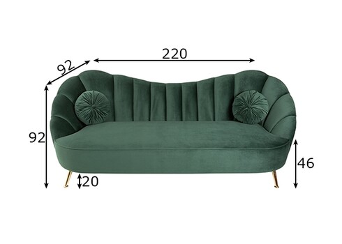 Diivan ARIELLE roheline, 220x92xH92 cm