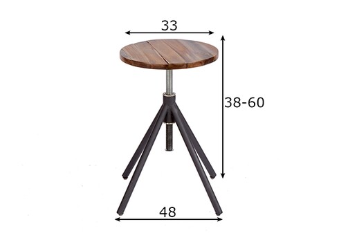 Taburet FACTORY akaatsia, 48x48xH38-60 cm