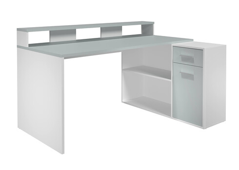 Kirjutuslaud GAMER valge / helehall, 160x115xH92 cm