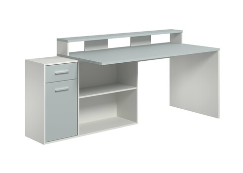 Kirjutuslaud GAMER valge / helehall, 160x115xH92 cm