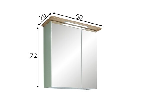 Peegelkapp SALVIE tamm, 60x20xH72 cm, LED