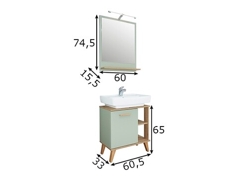 Vannitoamööbli komplekt SALVIE salvei / tamm, LED