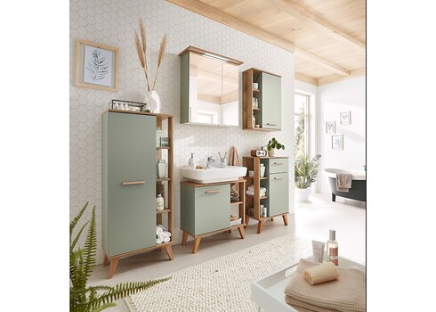 Vannitoamööbli komplekt SALVIE salvei / tamm, LED