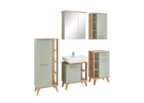 Vannitoamööbli komplekt SALVIE salvei / tamm, LED