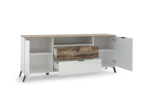 Kummut CASABLANCA valge läige / vaher, 180x40xH75 cm