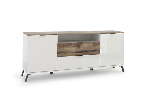 Kummut CASABLANCA valge läige / vaher, 180x40xH75 cm