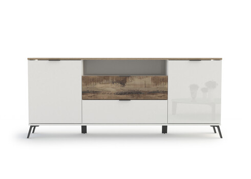 Kummut CASABLANCA valge läige / vaher, 180x40xH75 cm