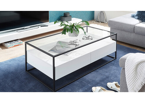 Diivanilaud EVORA valge / must, 120x60xH40 cm