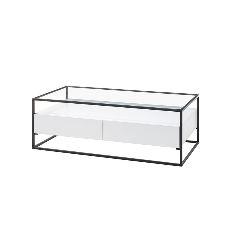 Diivanilaud EVORA valge / must, 120x60xH40 cm