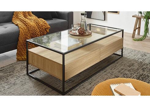 Diivanilaud EVORA tamm / must, 120x60xH40 cm