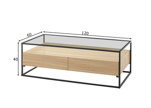 Diivanilaud EVORA tamm / must, 120x60xH40 cm