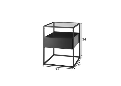Diivanilaud EVORA must, 43x43xH54 cm