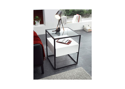 Diivanilaud EVORA valge / must, 43x43xH54 cm