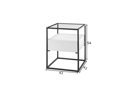 Diivanilaud EVORA valge / must, 43x43xH54 cm