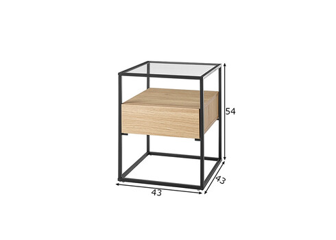 Diivanilaud EVORA tamm / must, 43x43xH54 cm