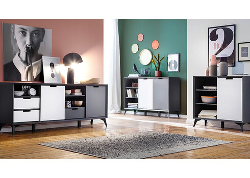 Kummut NETANJA valge / hall, 93x40xH92 cm