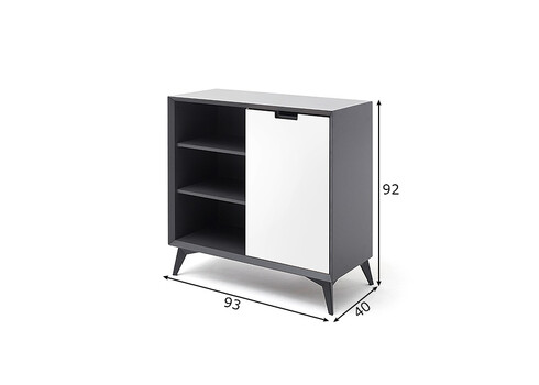 Kummut NETANJA valge / hall, 93x40xH92 cm