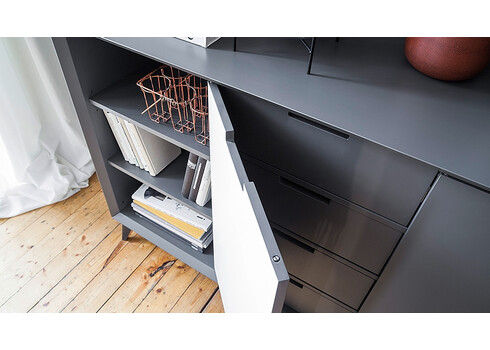 Kummut NETANJA valge / hall, 93x40xH92 cm