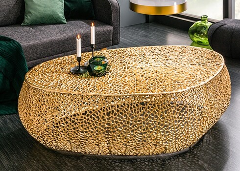 Diivanilaud LEAF kuldne, 122x69xH42 cm