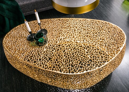 Diivanilaud LEAF kuldne, 122x69xH42 cm