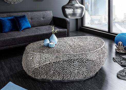 Diivanilaud LEAF hõbe, 122x69xH42 cm