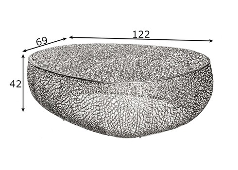 Diivanilaud LEAF hõbe, 122x69xH42 cm