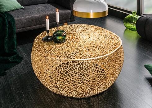 Diivanilaud LEAF kuldne, 80x80xH40 cm