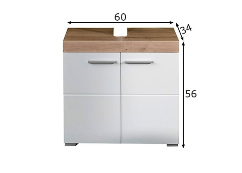 Valamukapp AMANDA valge läige / tamm, 60x34xH56 cm