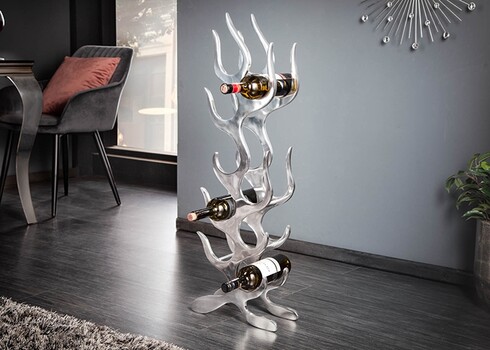 Veiniriiul FLAMES hõbedane, 25x15xH95 cm