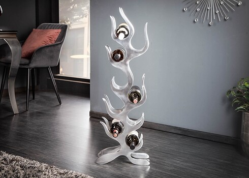 Veiniriiul FLAMES hõbedane, 25x15xH95 cm