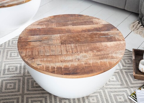 Diivanilaud INDUSTRIAL STORAGE valge / mango, D60xH31 cm