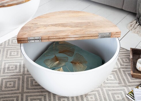 Diivanilaud INDUSTRIAL STORAGE valge / mango, D60xH31 cm