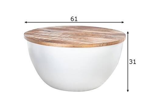 Diivanilaud INDUSTRIAL STORAGE valge / mango, D60xH31 cm