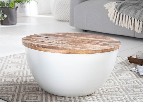 Diivanilaud INDUSTRIAL STORAGE valge / mango, D60xH31 cm