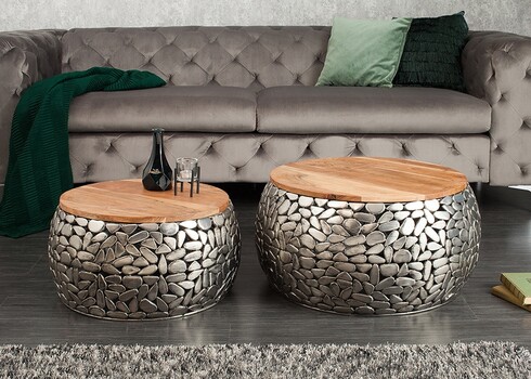 Diivanilaudade komplekt STONE MOSAIC hõbe