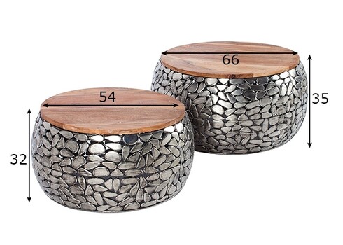 Diivanilaudade komplekt STONE MOSAIC hõbe